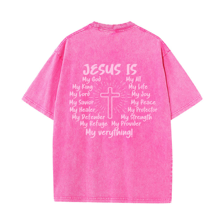 Christianartworkshop Jesus Is Cross Back Print Oversized Washed T-Shirt - image 25