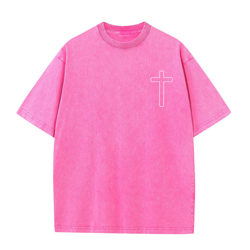 Christianartworkshop Jesus Is Cross Back Print Oversized Washed T-Shirt - image 26