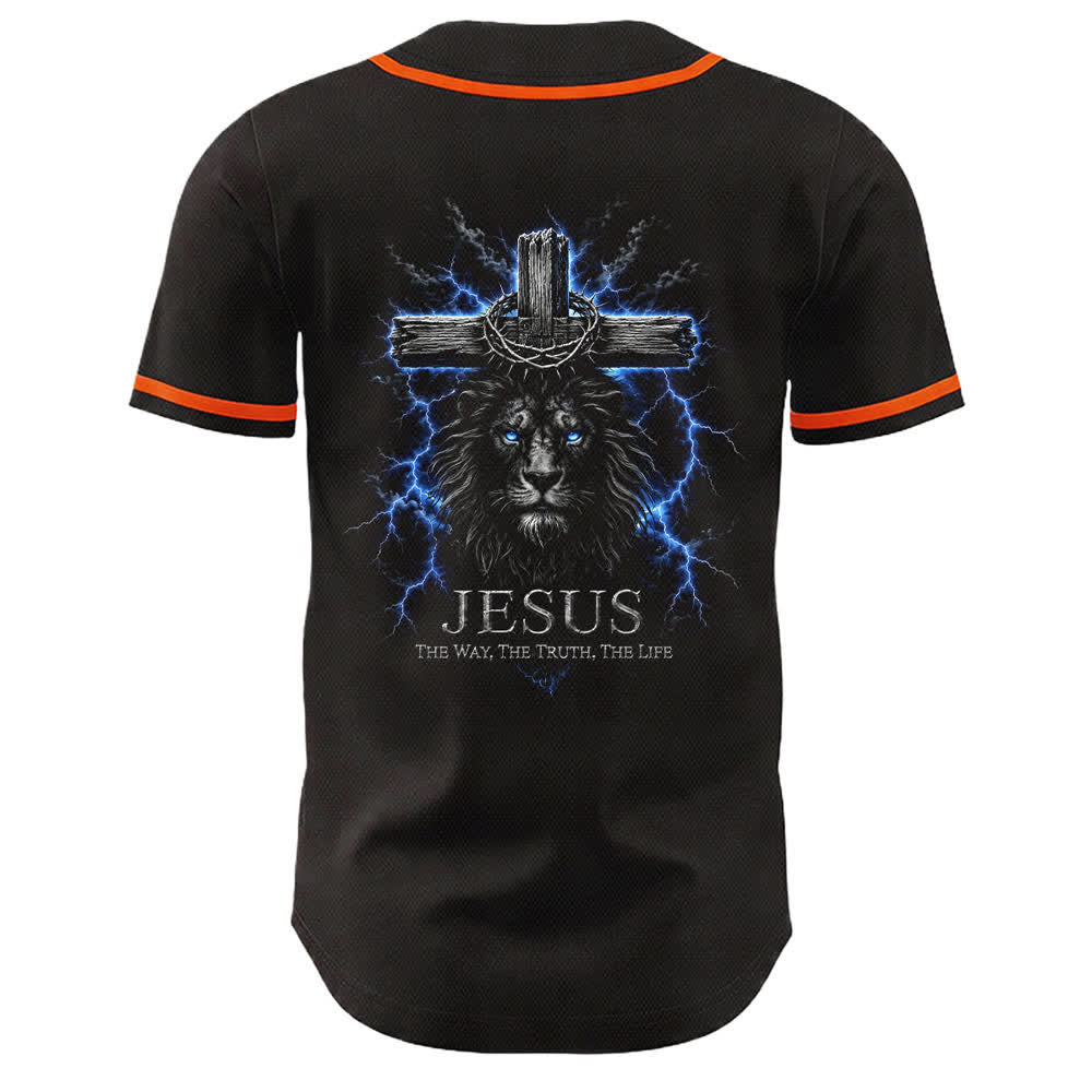 Christianartworkshop Jesus Lion Lightning Black Baseball Jersey - image 7