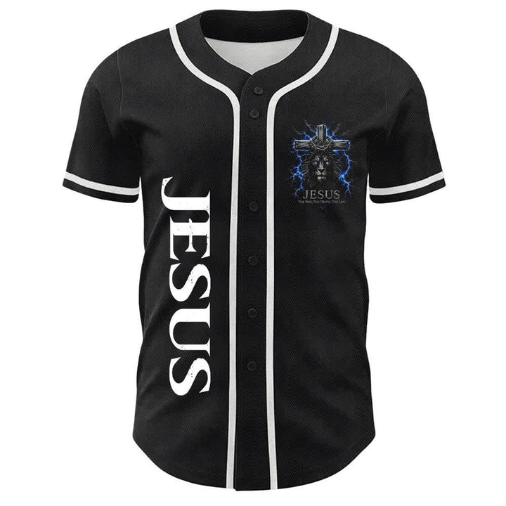 Christianartworkshop Jesus Lion Lightning Black Baseball Jersey - image 17