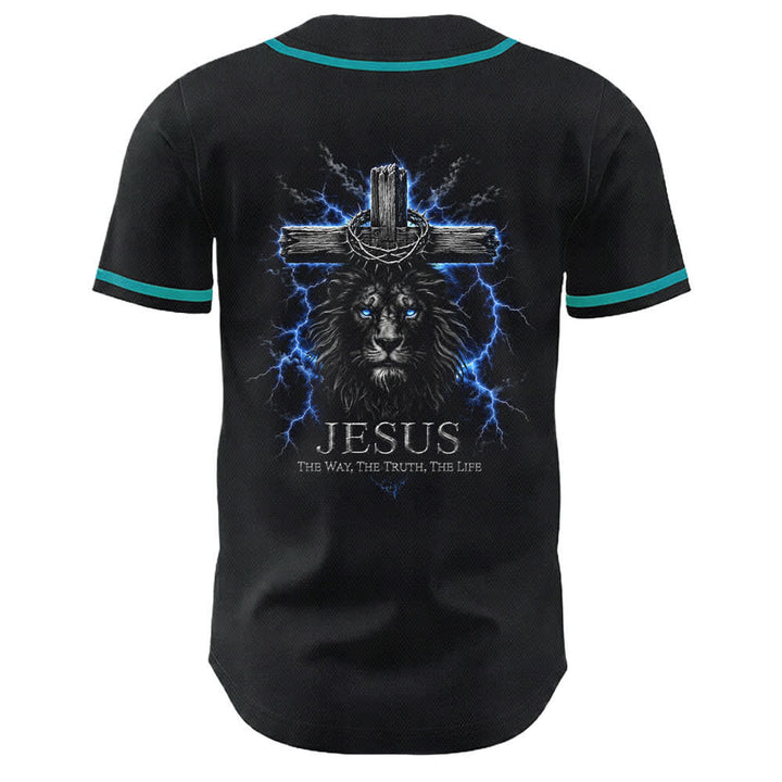 Christianartworkshop Jesus Lion Lightning Black Baseball Jersey - image 19