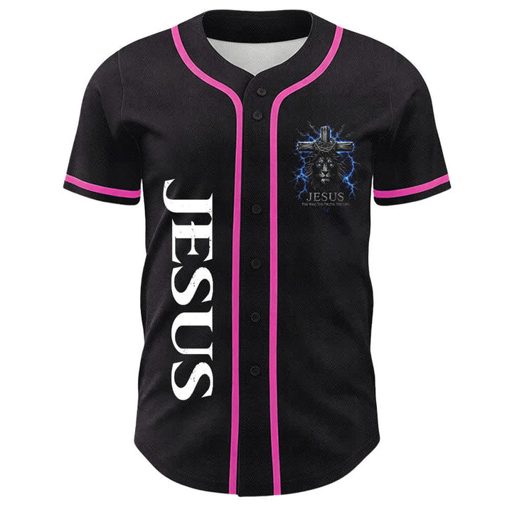 Christianartworkshop Jesus Lion Lightning Black Mesh Baseball Jersey - image 14