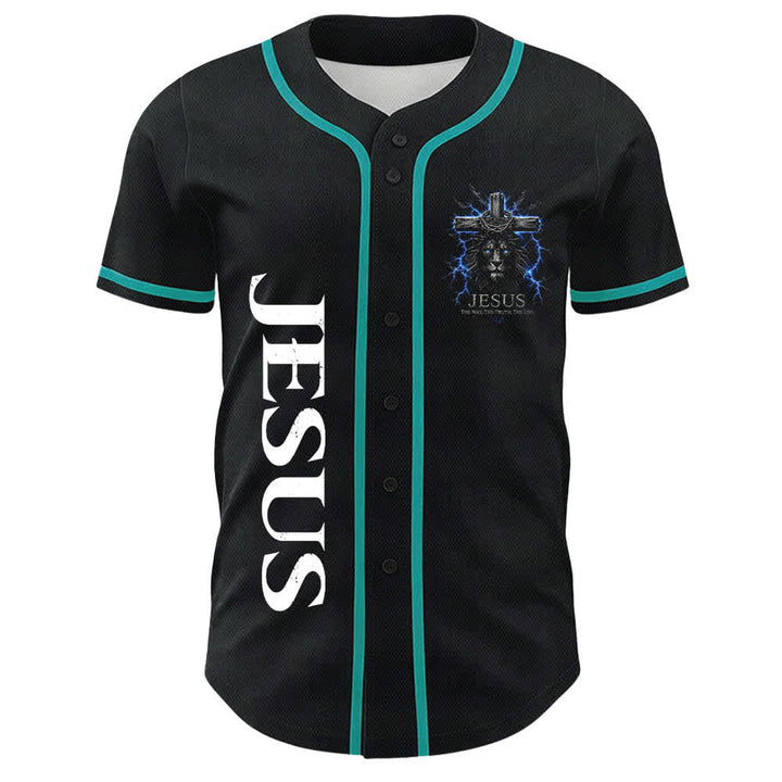 Christianartworkshop Jesus Lion Lightning Black Baseball Jersey - image 20