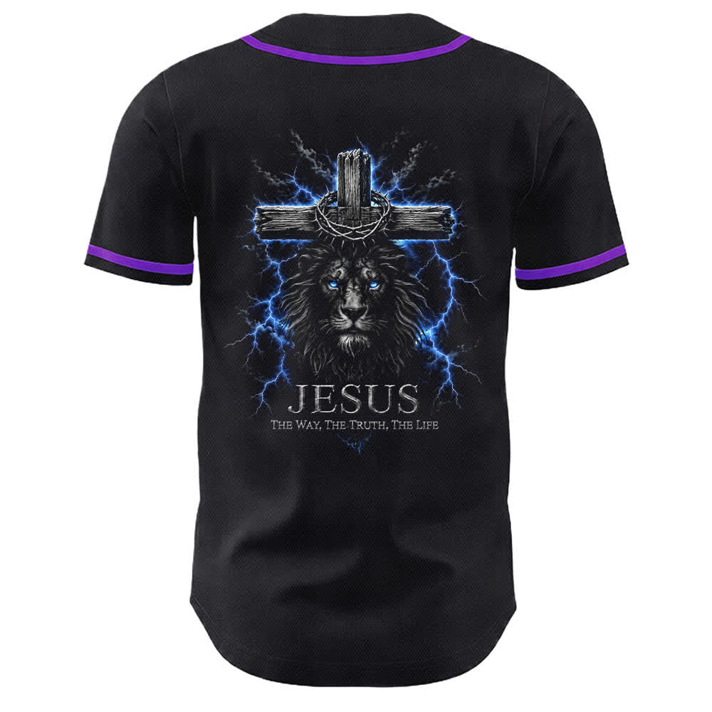 Christianartworkshop Jesus Lion Lightning Black Baseball Jersey - image 22