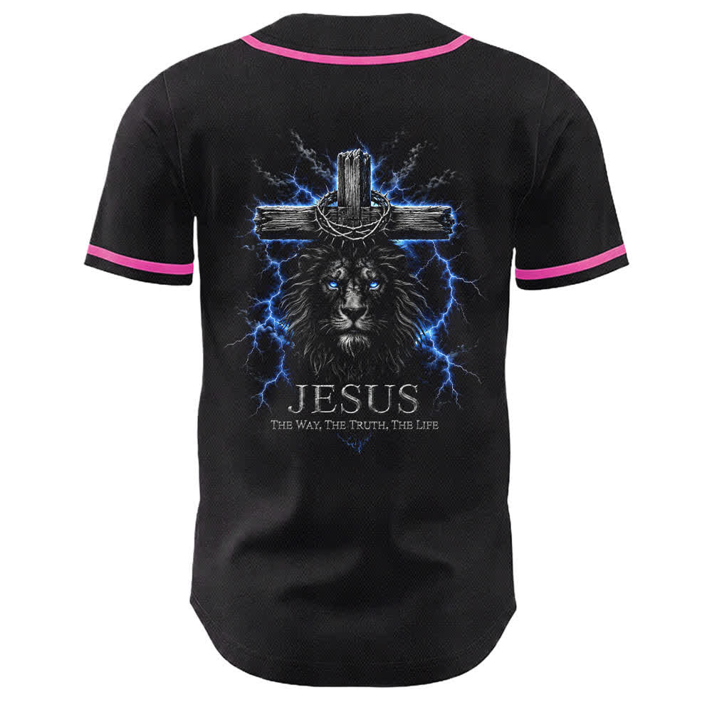 Christianartworkshop Jesus Lion Lightning Black Baseball Jersey - image 13