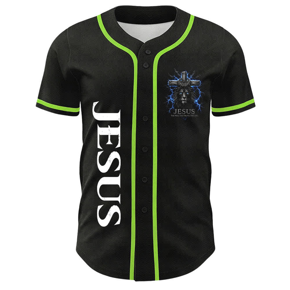 Christianartworkshop Jesus Lion Lightning Black Baseball Jersey - image 26