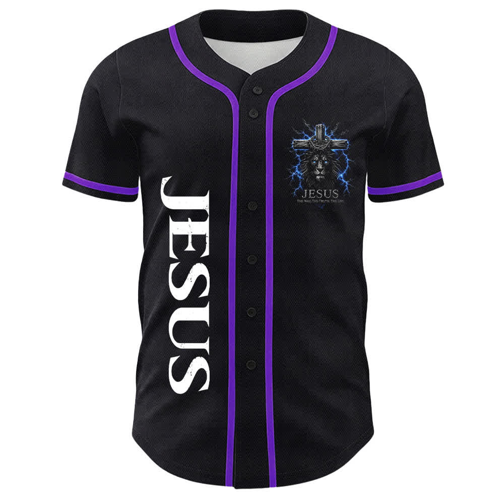Christianartworkshop Jesus Lion Lightning Black Baseball Jersey - image 23