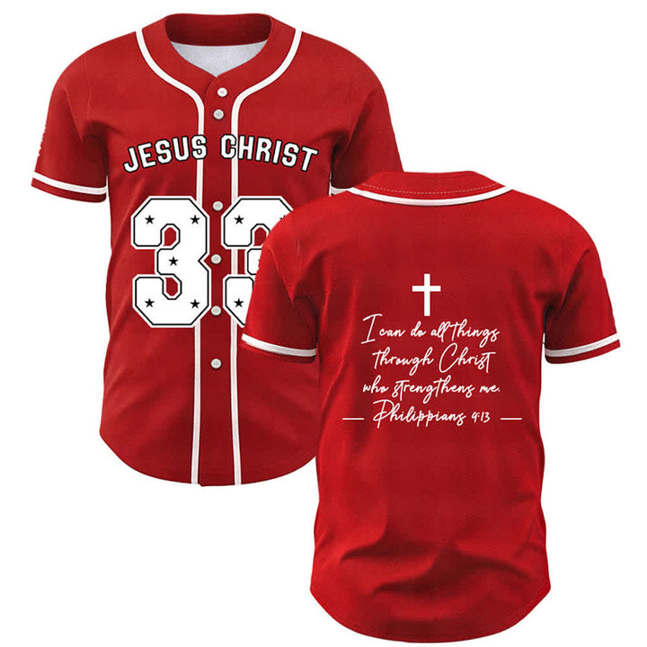 Christianartworkshop Jesus Christ 33 Light Blue Mesh Baseball Jersey - Red - 5XL - image 42