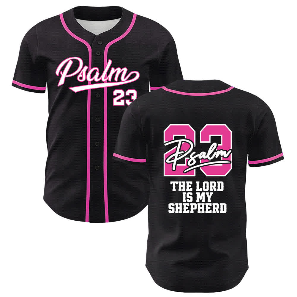 Christianartworkshop Psalm 23 Black Gold Statement Baseball Jersey - Pink - 5XL - image 3