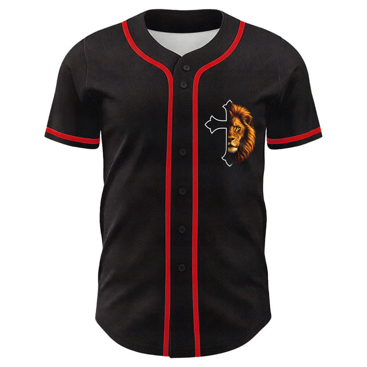 Christianartworkshop Lion Of Strength Philippians 4:13 Black Gold Baseball Jersey - image 11