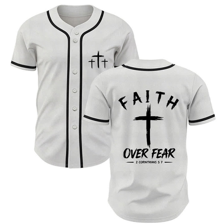 Christianartworkshop Faith Over Fear Contrast Trim Baseball Jersey - White - 5XL - image 28