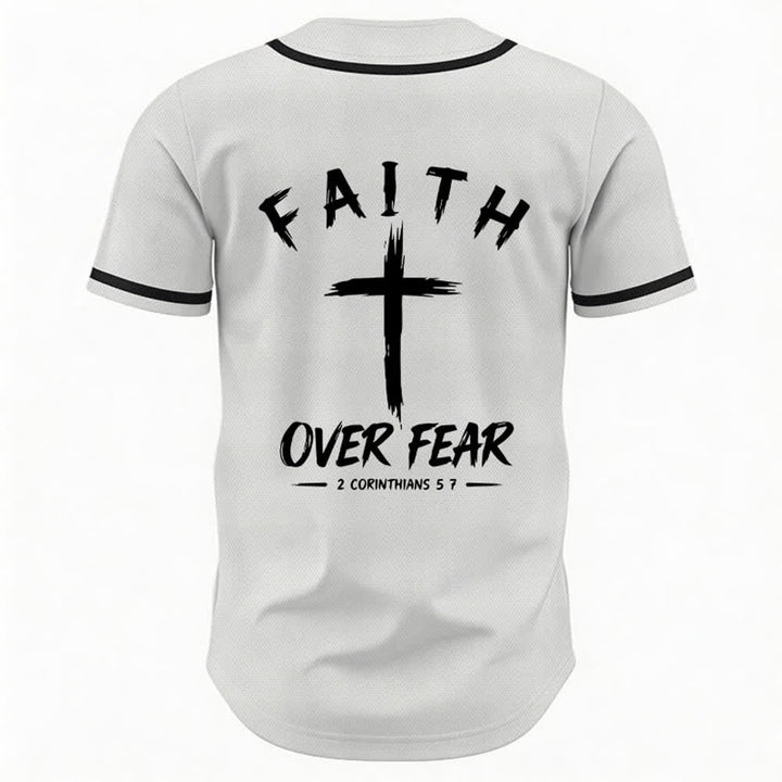 Christianartworkshop Faith Over Fear Contrast Trim Baseball Jersey - image 29