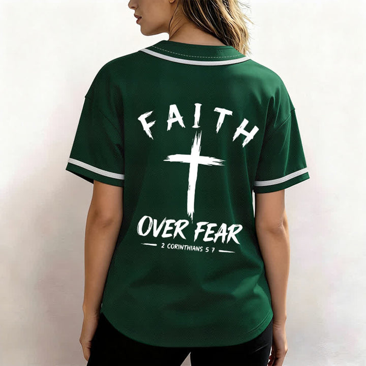 Christianartworkshop Faith Over Fear Contrast Trim Baseball Jersey - image 38