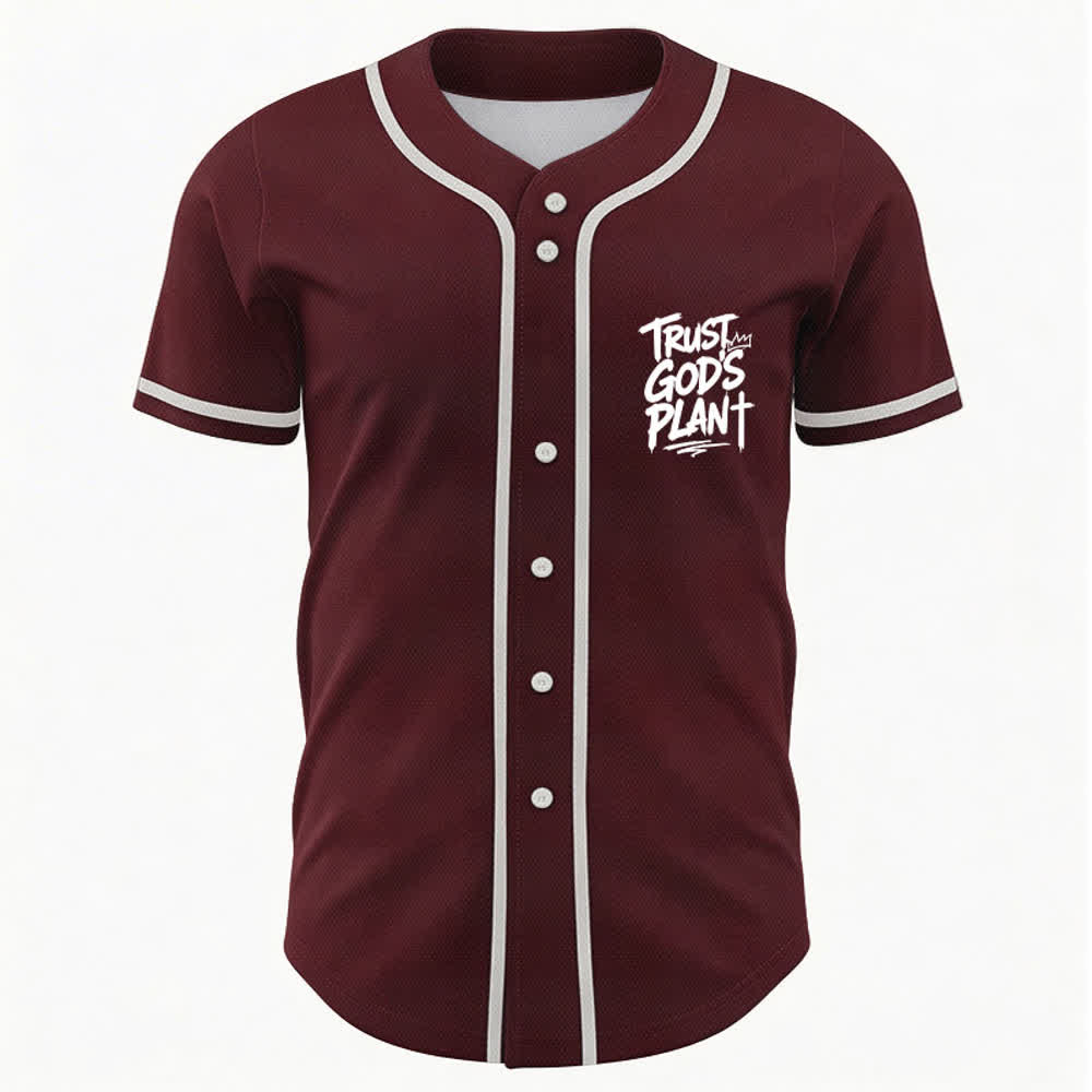 Christianartworkshop Trust God's Plan Button Up Baseball Jersey - image 9