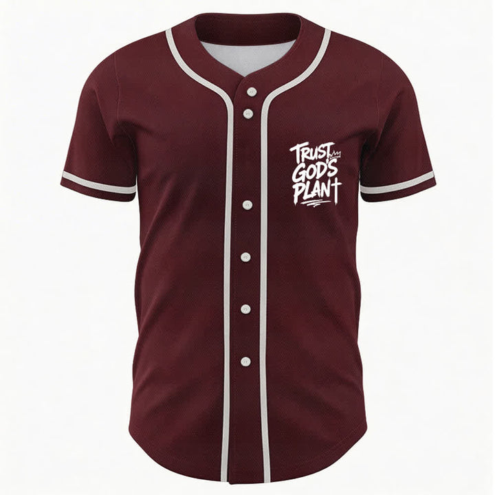 Christianartworkshop Trust God's Plan Mesh Button Up Baseball Jersey - image 9