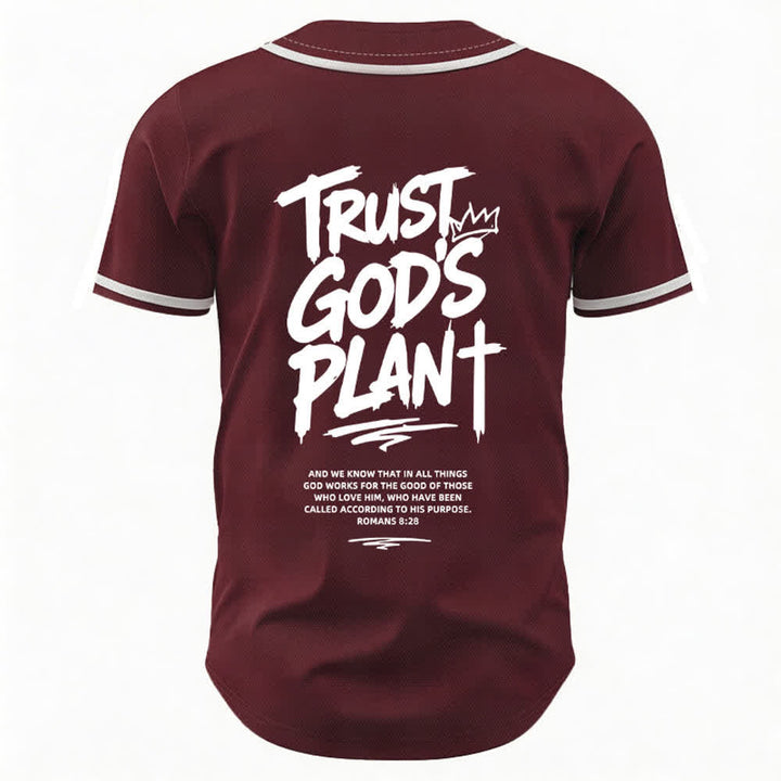 Christianartworkshop Trust God's Plan Button Up Baseball Jersey - image 8