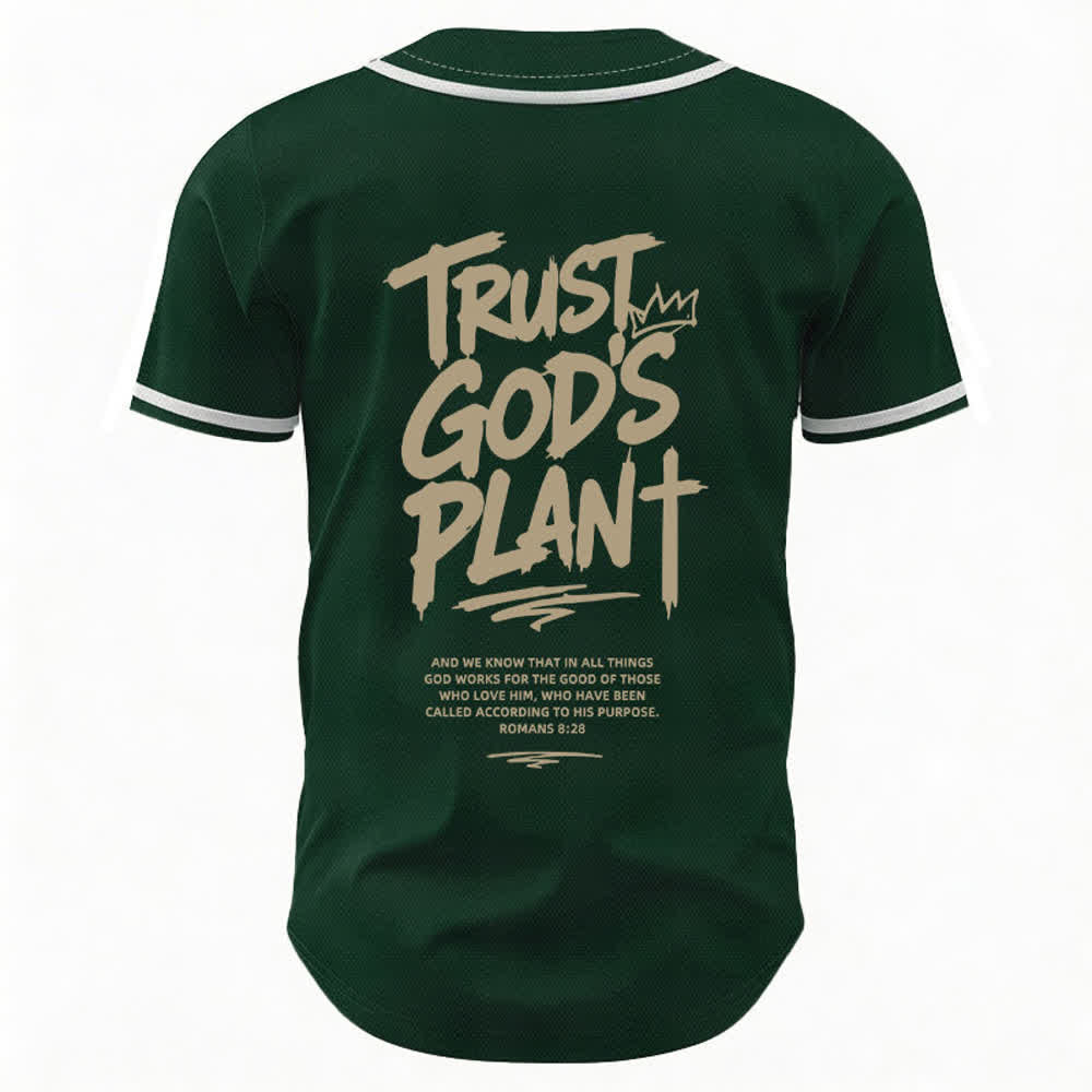 Christianartworkshop Trust God's Plan Mesh Button Up Baseball Jersey - image 15