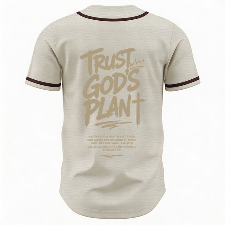 Christianartworkshop Trust God's Plan Mesh Button Up Baseball Jersey - image 22