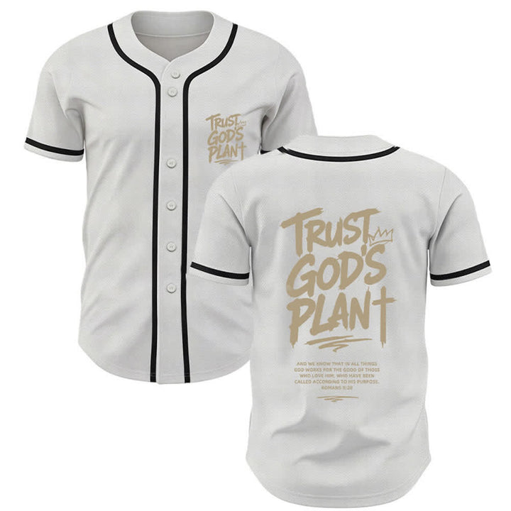 Christianartworkshop Trust God's Plan Button Up Baseball Jersey - White - 5XL - image 28