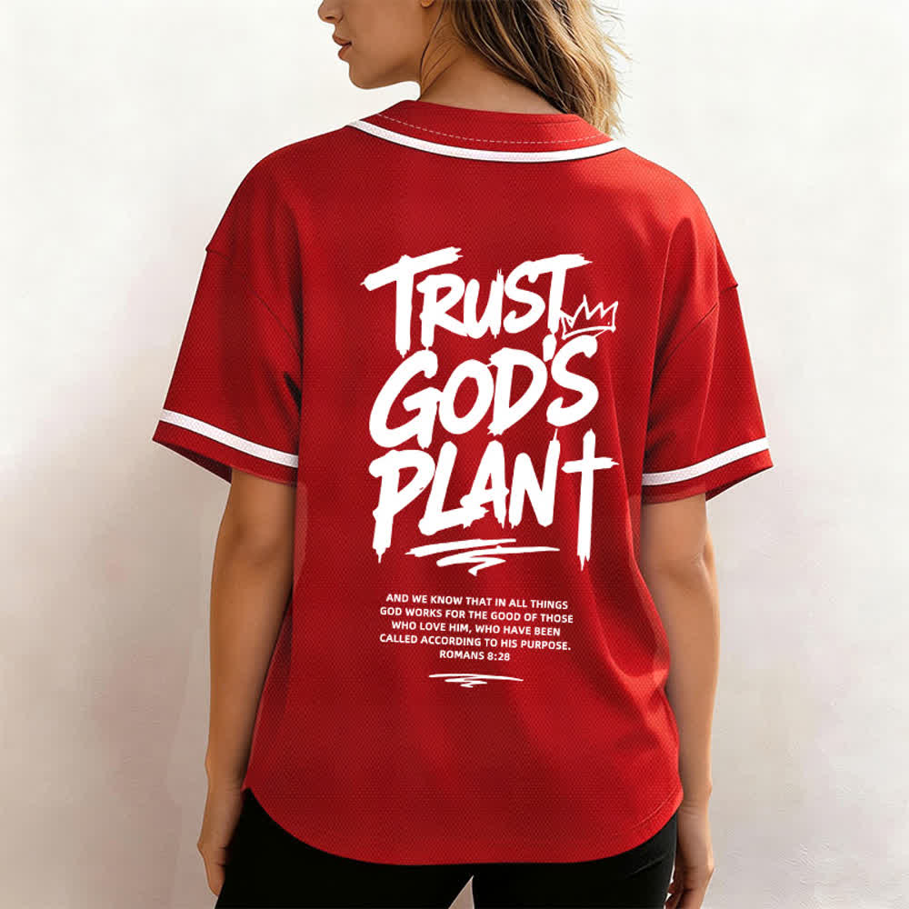 Christianartworkshop Trust God's Plan Button Up Baseball Jersey - image 45