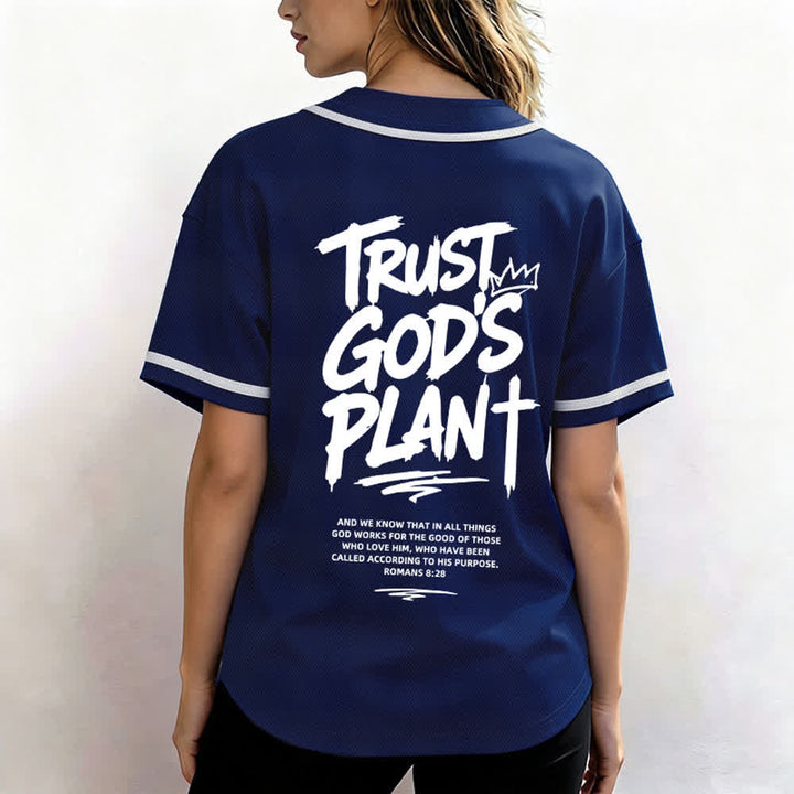 Christianartworkshop Trust God's Plan Button Up Baseball Jersey - image 38