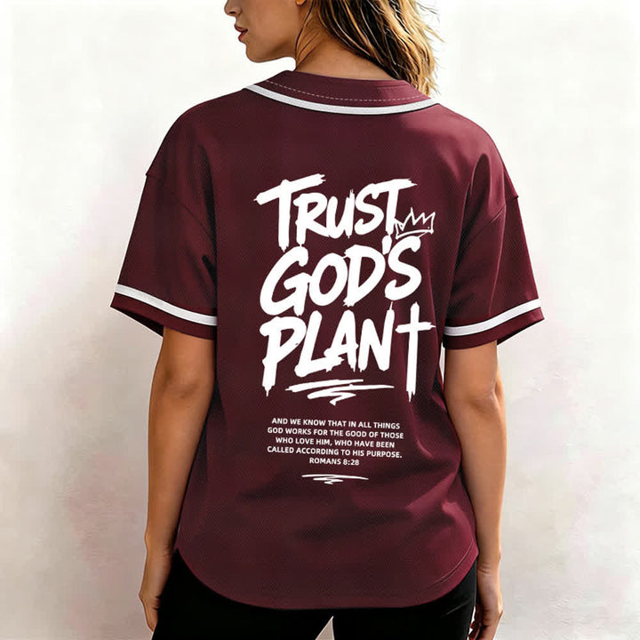 Christianartworkshop Trust God's Plan Button Up Baseball Jersey - image 10