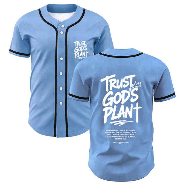 Christianartworkshop Trust God's Plan Button Up Baseball Jersey - Sky Blue - 5XL - image 49