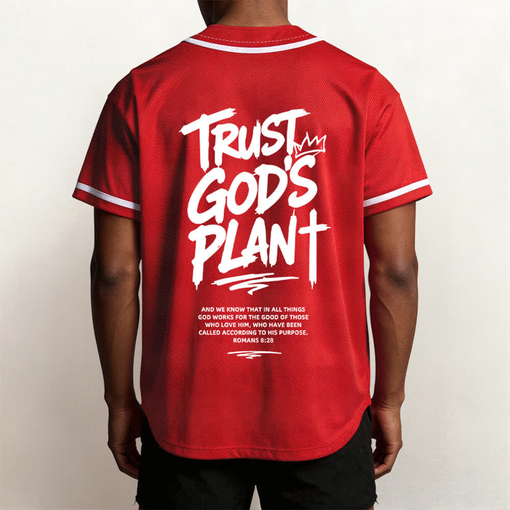 Christianartworkshop Trust God's Plan Mesh Button Up Baseball Jersey - image 47
