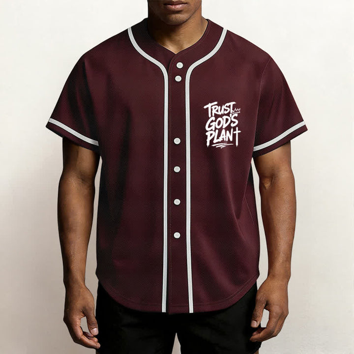 Christianartworkshop Trust God's Plan Button Up Baseball Jersey - image 13