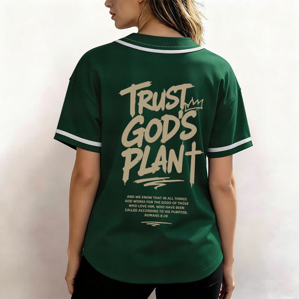 Christianartworkshop Trust God's Plan Button Up Baseball Jersey - image 17