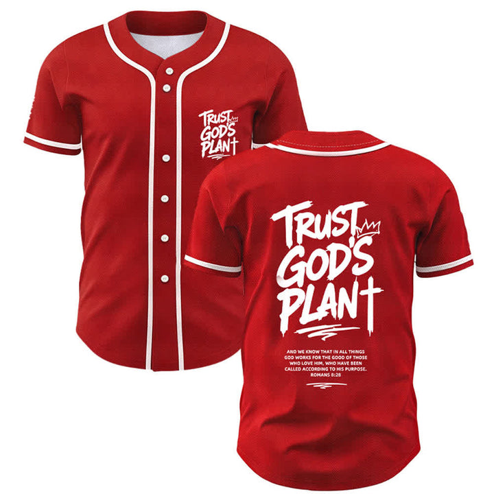 Christianartworkshop Trust God's Plan Button Up Baseball Jersey - Red - 5XL - image 42