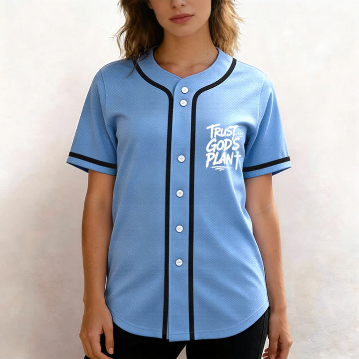 Christianartworkshop Trust God's Plan Button Up Baseball Jersey - image 53