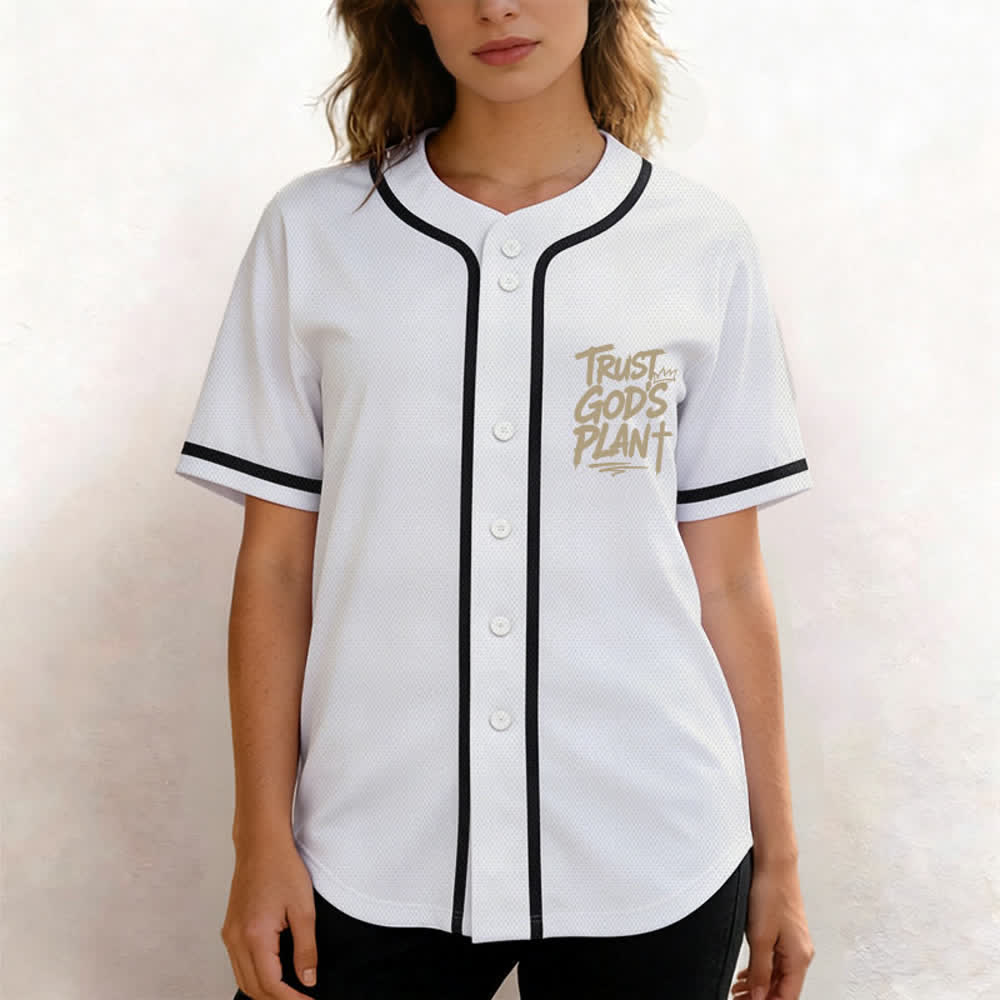 Christianartworkshop Trust God's Plan Mesh Button Up Baseball Jersey - image 32