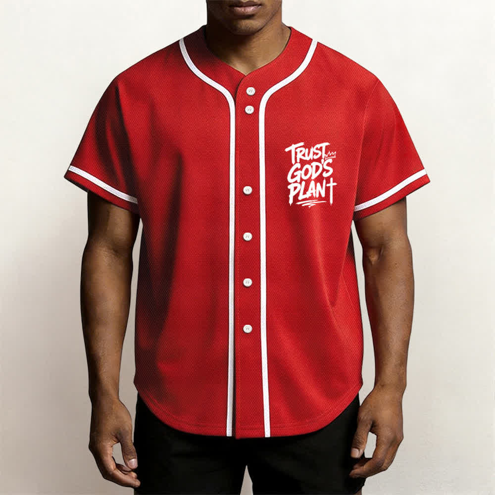 Christianartworkshop Trust God's Plan Mesh Button Up Baseball Jersey - image 48