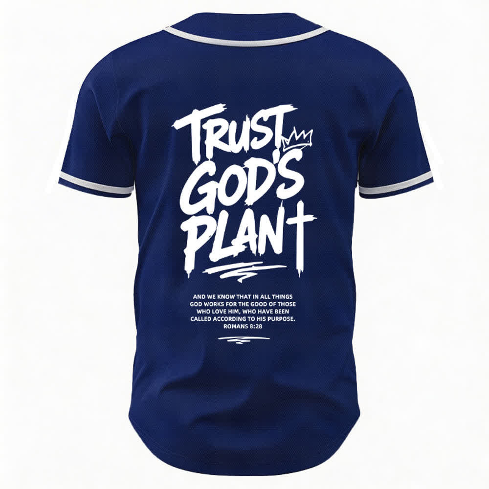 Christianartworkshop Trust God's Plan Button Up Baseball Jersey - image 36
