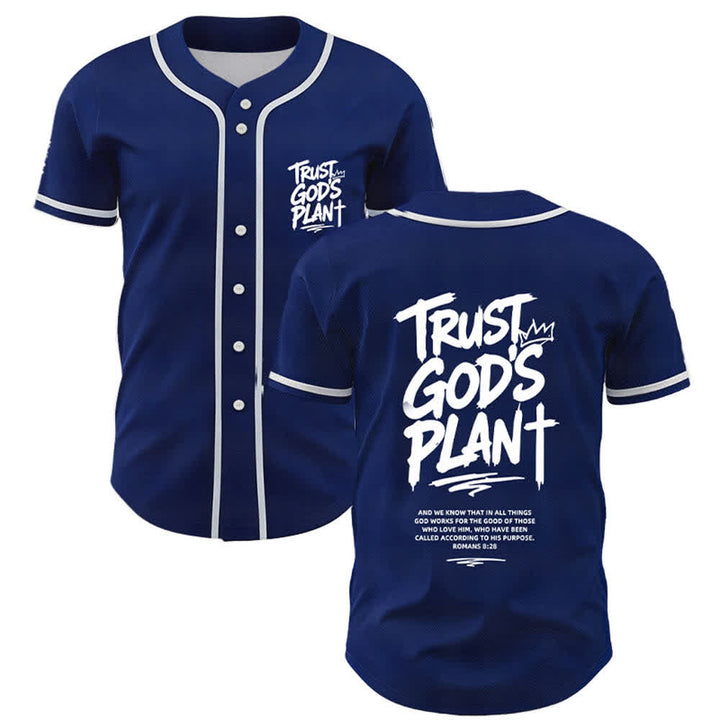 Christianartworkshop Trust God's Plan Button Up Baseball Jersey - Navy Blue - 5XL - image 35