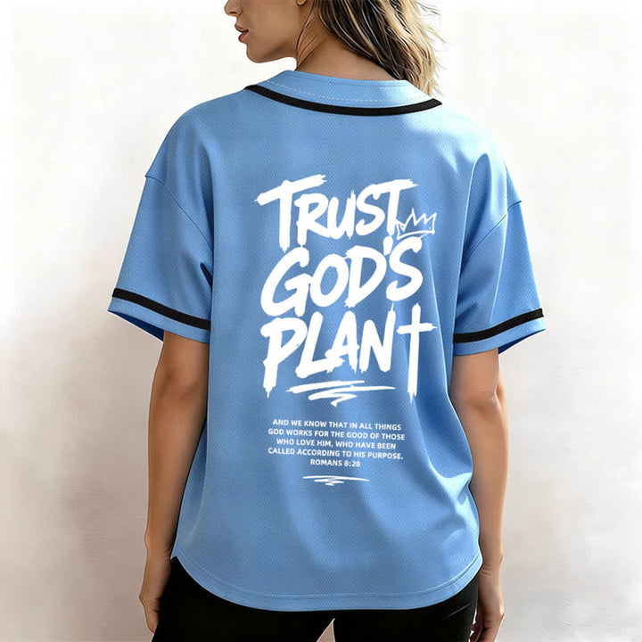 Christianartworkshop Trust God's Plan Button Up Baseball Jersey - image 52
