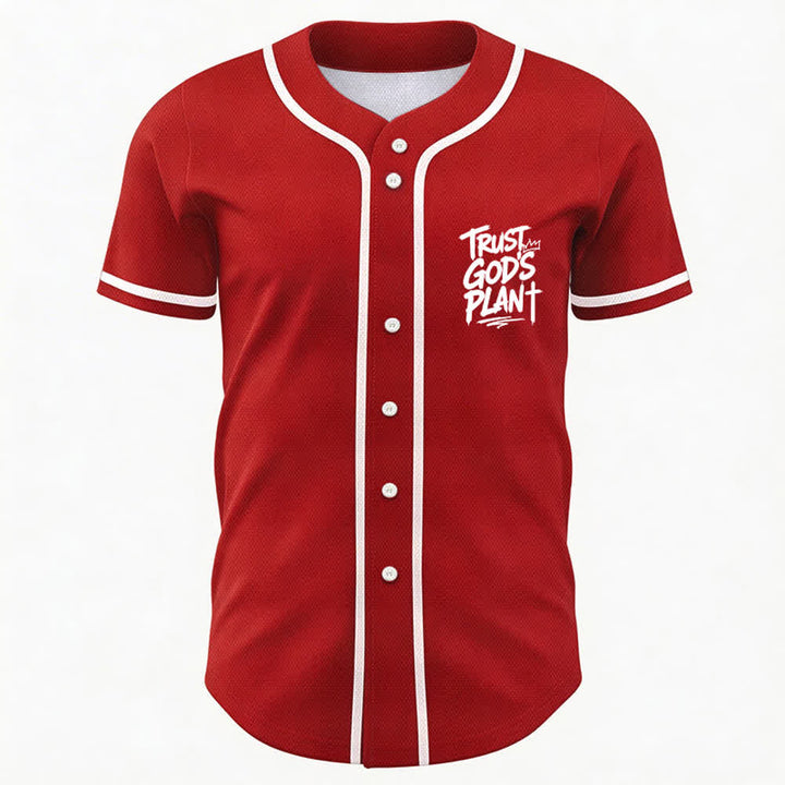 Christianartworkshop Trust God's Plan Button Up Baseball Jersey - image 44