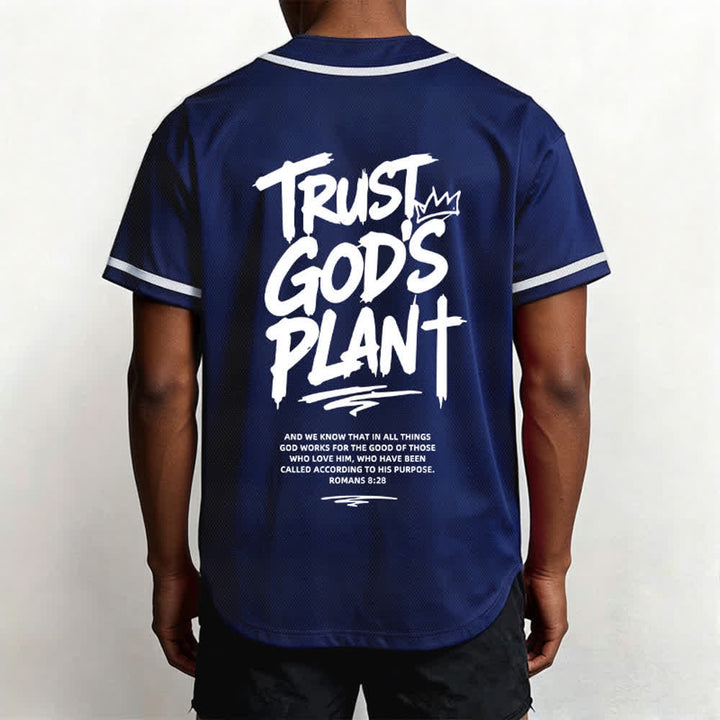 Christianartworkshop Trust God's Plan Mesh Button Up Baseball Jersey - image 40