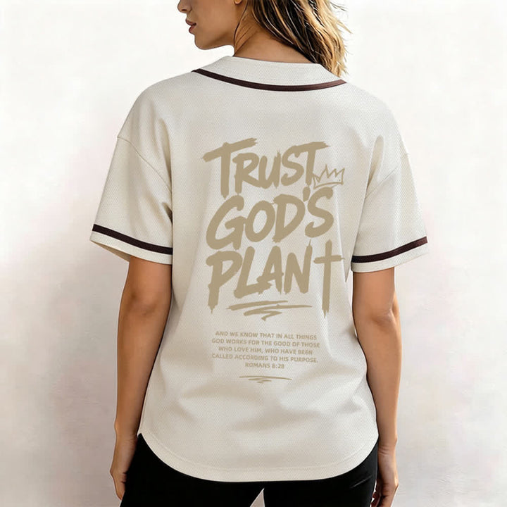 Christianartworkshop Trust God's Plan Button Up Baseball Jersey - image 24