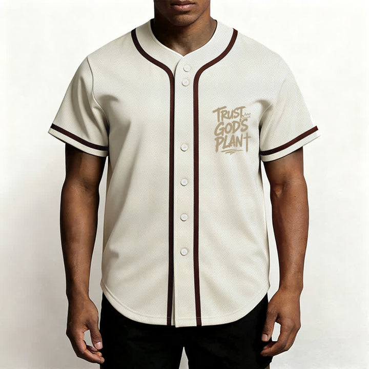Christianartworkshop Trust God's Plan Mesh Button Up Baseball Jersey - image 27