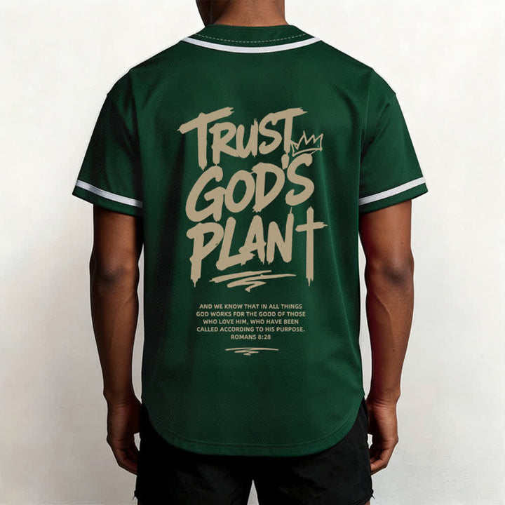 Christianartworkshop Trust God's Plan Mesh Button Up Baseball Jersey - image 19