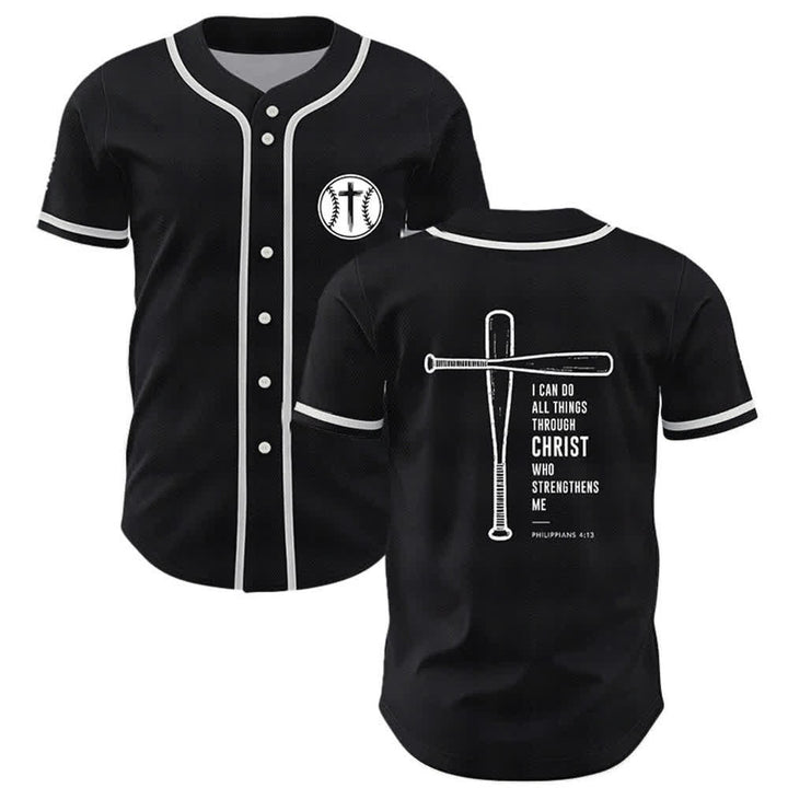Christianartworkshop Black Mesh Verse Back Baseball Jersey - Black - 5XL - image 0