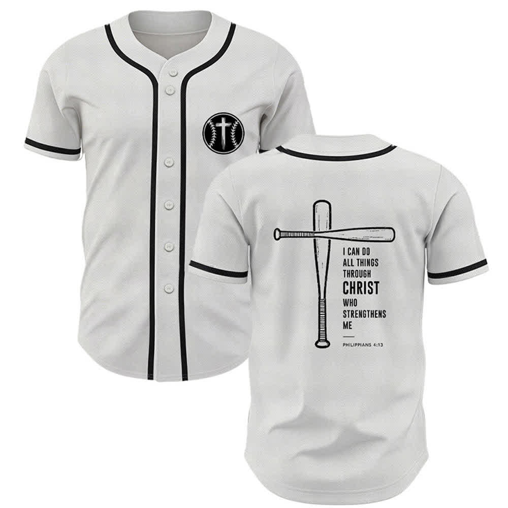 Christianartworkshop Black Mesh Verse Back Baseball Jersey - White - 5XL - image 7