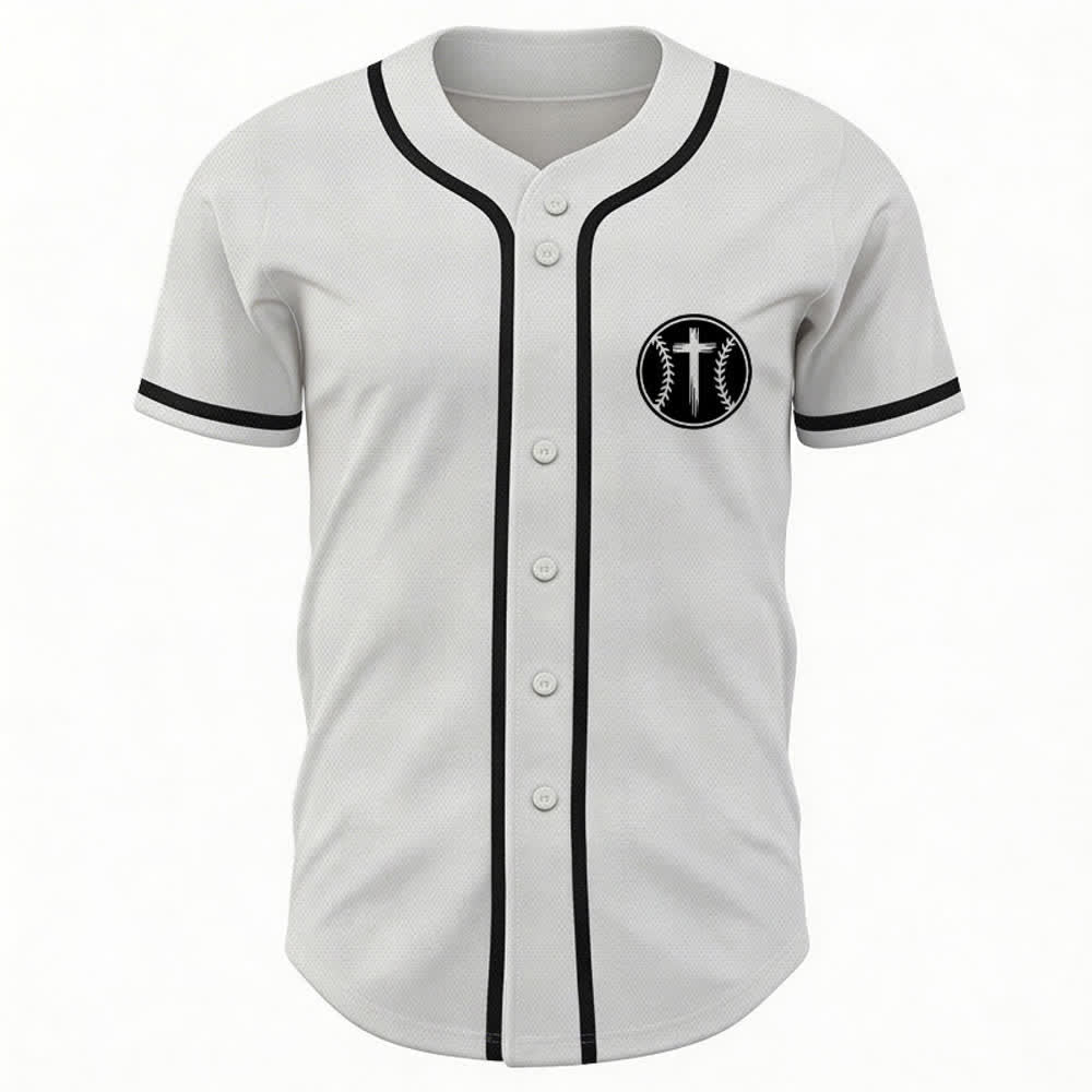 Christianartworkshop Black Mesh Verse Back Baseball Jersey - image 9