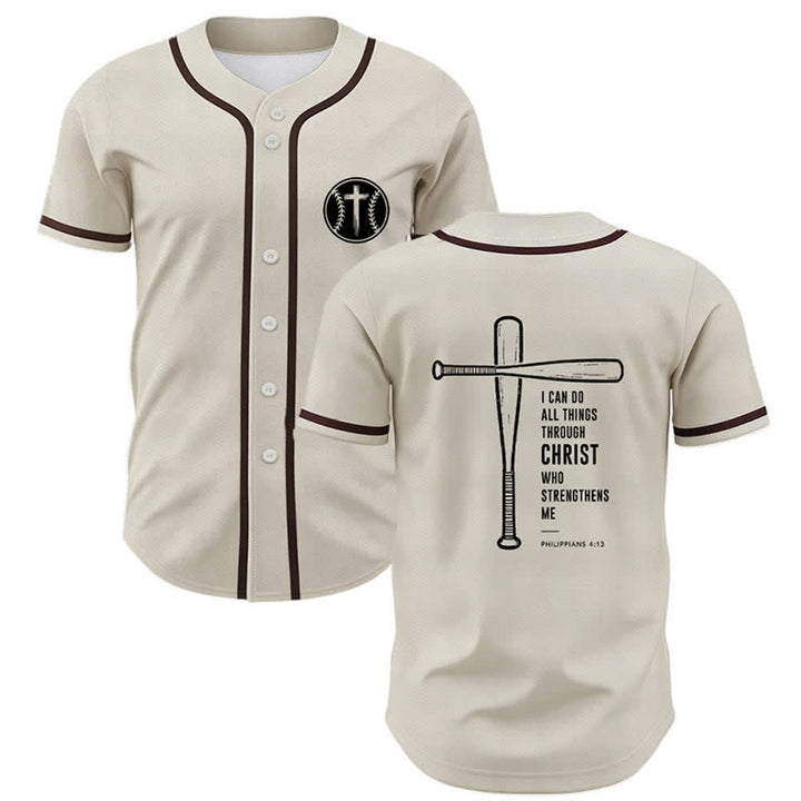 Christianartworkshop I CAN DO ALL THINGS THROUGH CHRIST Baseball Jersey - Beige - 5XL - image 28