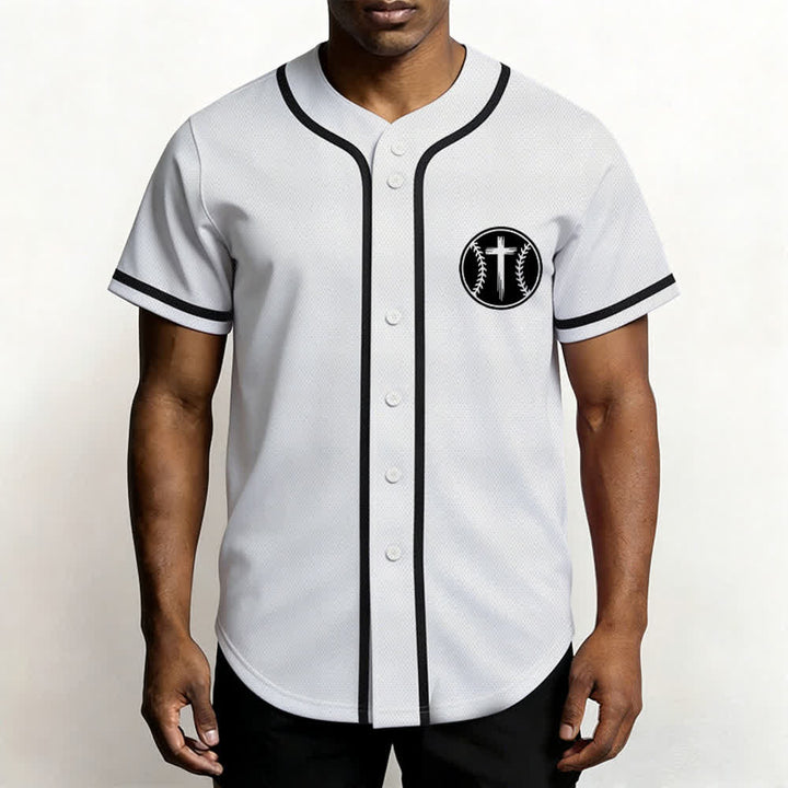 Christianartworkshop Black Mesh Verse Back Baseball Jersey - image 13