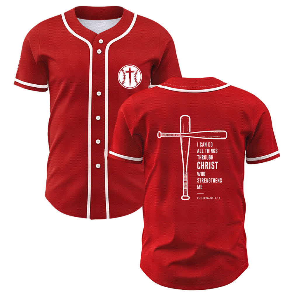 Christianartworkshop Black Mesh Verse Back Baseball Jersey - Red - 5XL - image 42