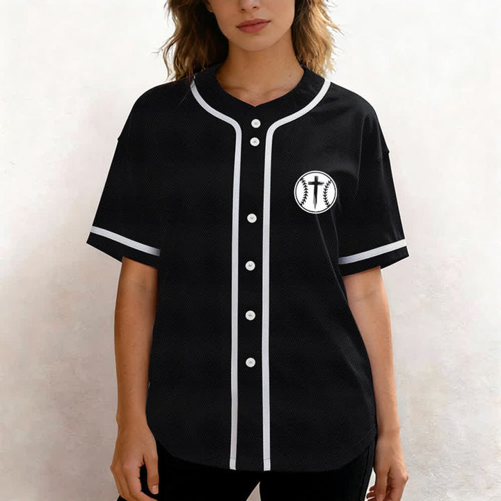 Christianartworkshop Black Mesh Verse Back Baseball Jersey - image 4