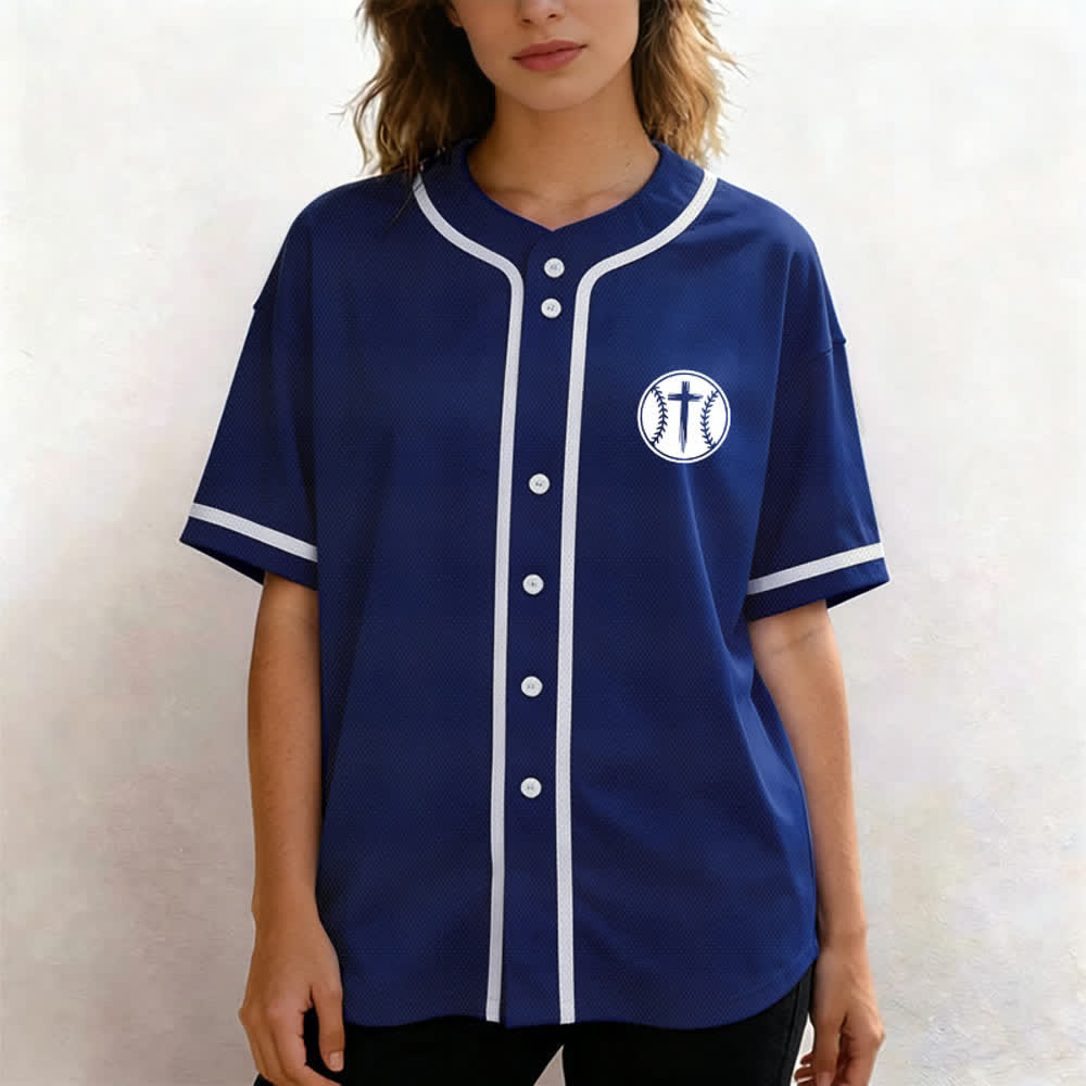 Christianartworkshop Black Mesh Verse Back Baseball Jersey - image 39